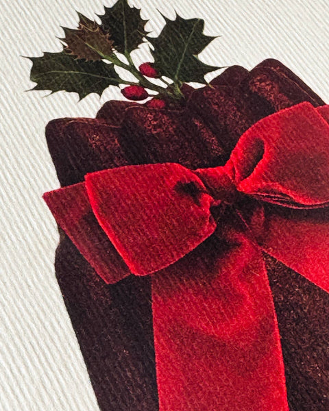 Velvet Bow Plum Pudding Greeting Card