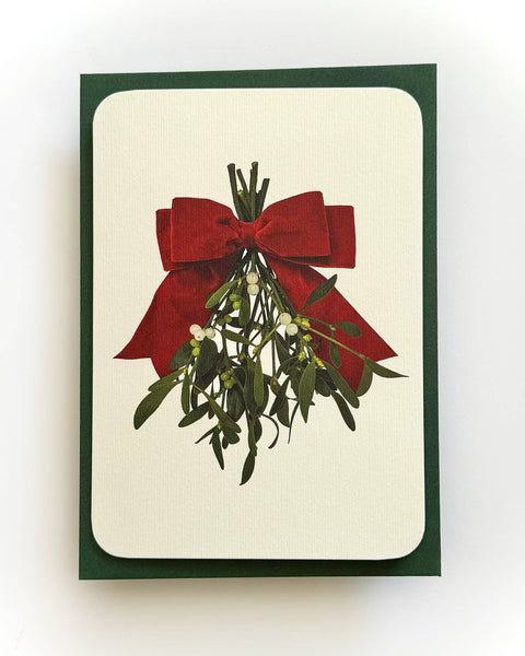Mistletoe Bow Greeting Card (green envelope)
