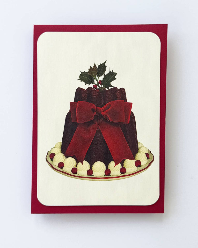 Velvet Bow Plum Pudding Greeting Card