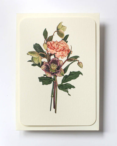 Posy of Hellebore & Carnation Notecard