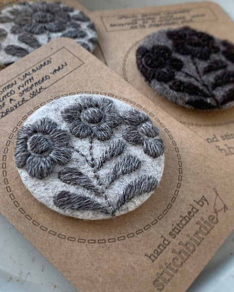Embroidered Wool Brooches by Stitchbirdie