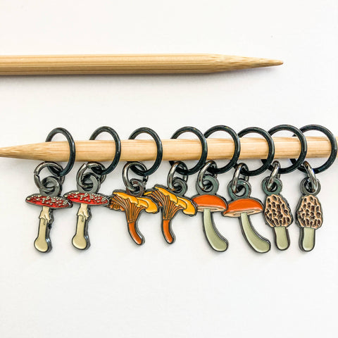 Makers Mushrooms Enamel Stitch Marker Set