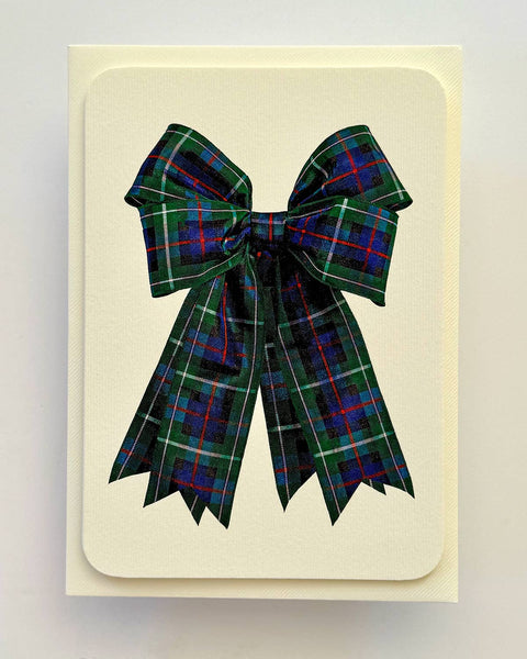 Blue & Green Tartan Bow Notecard