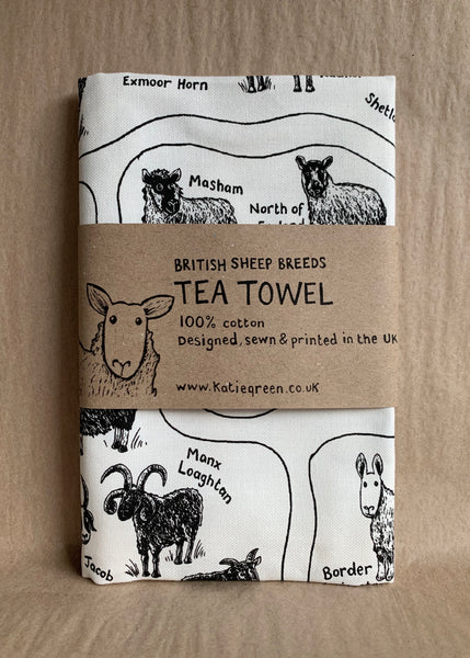 British Sheep Breeds Tea Towel