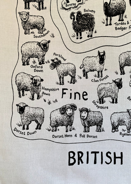 British Sheep Breeds Tea Towel